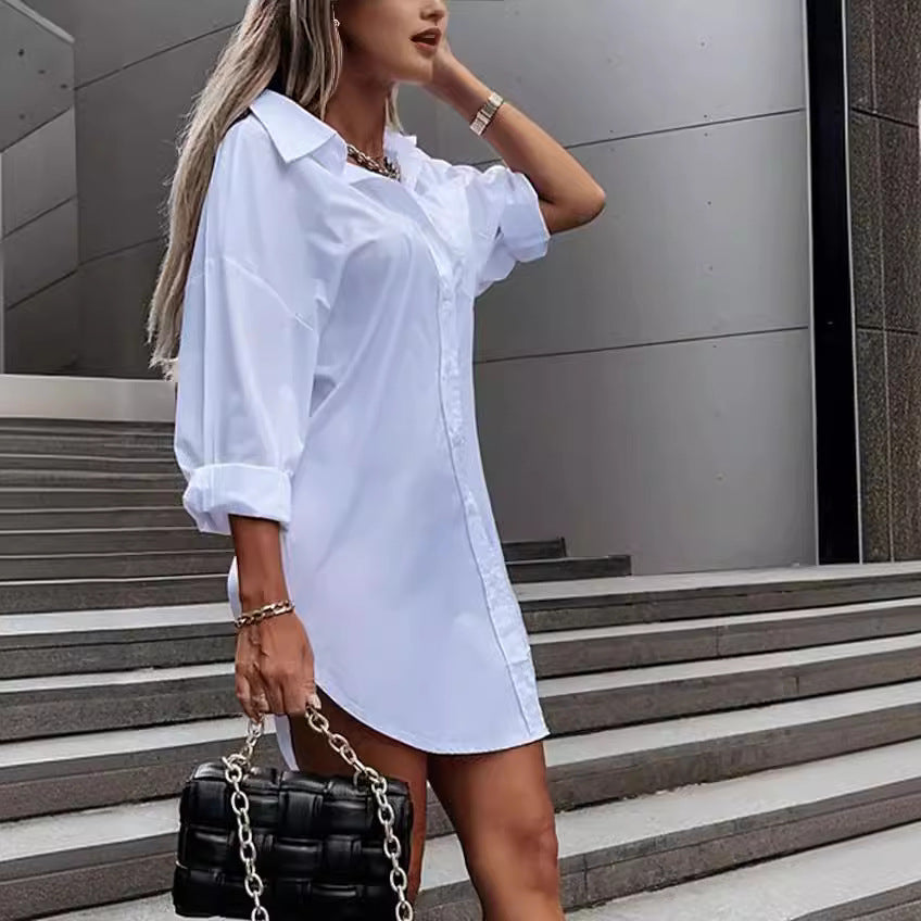 Damen chemisierter Oversized-Hemdblusenkleid