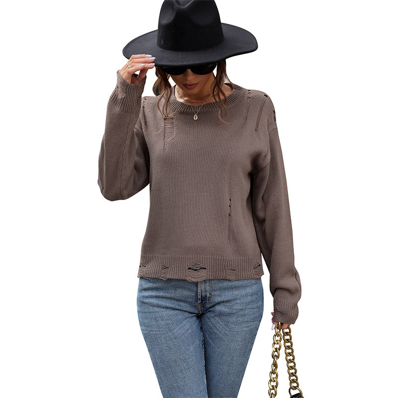 Damen Oversize-Feinstrickpullover mit dezenten Destroyed-Details Shop Nory