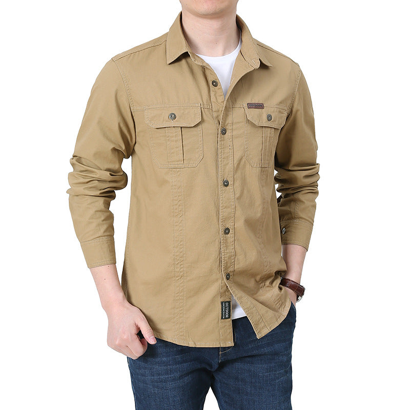 Herren robustes Overshirt aus Baumwoll-Canvas mit Brustpattentaschen Shop Nory