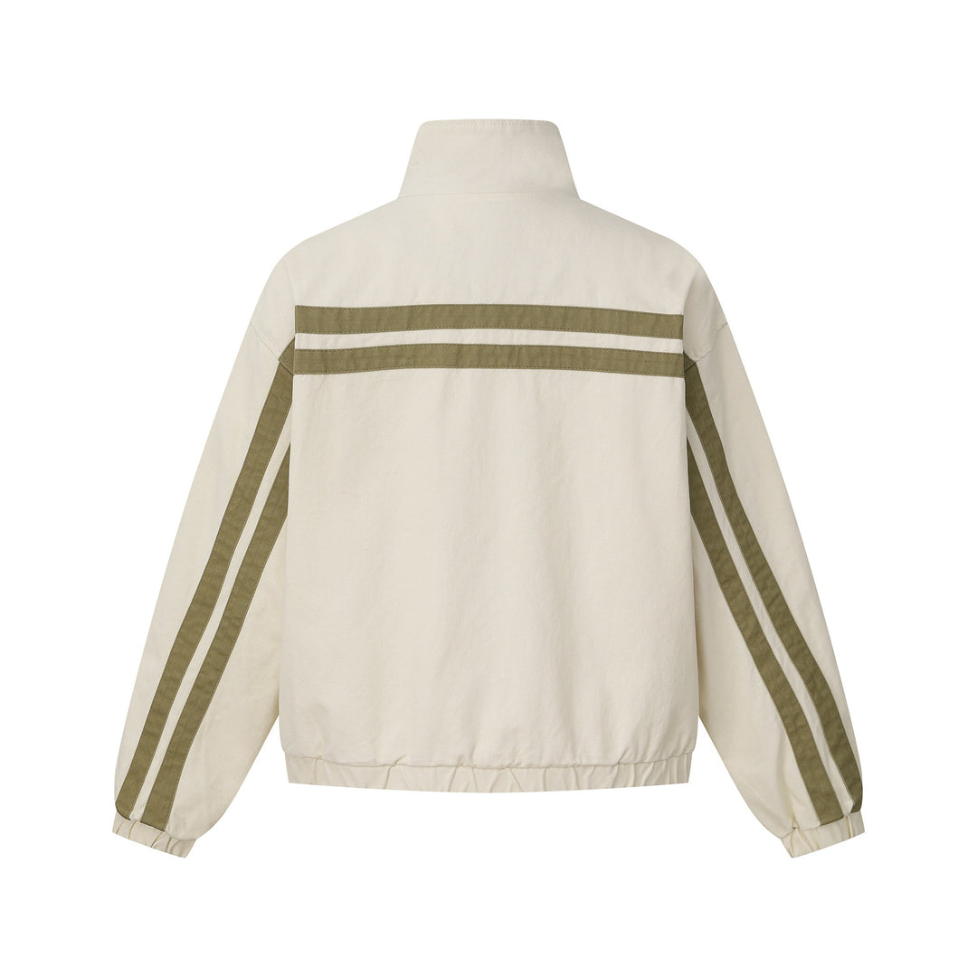 Unisex Kurz geschnittene Boxy-Blousonjacke mit Stehkragen und horizontalen Brustpaspeln Shop Nory