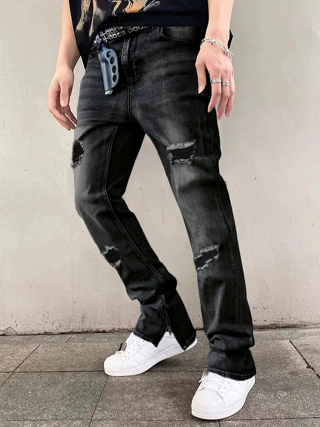 Herren Flared Jeans mit Reißverschluss Shop Nory