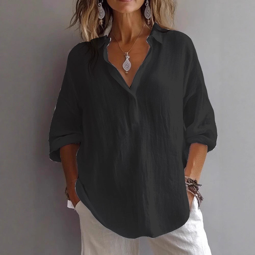 Damen Leichte Leinenbluse