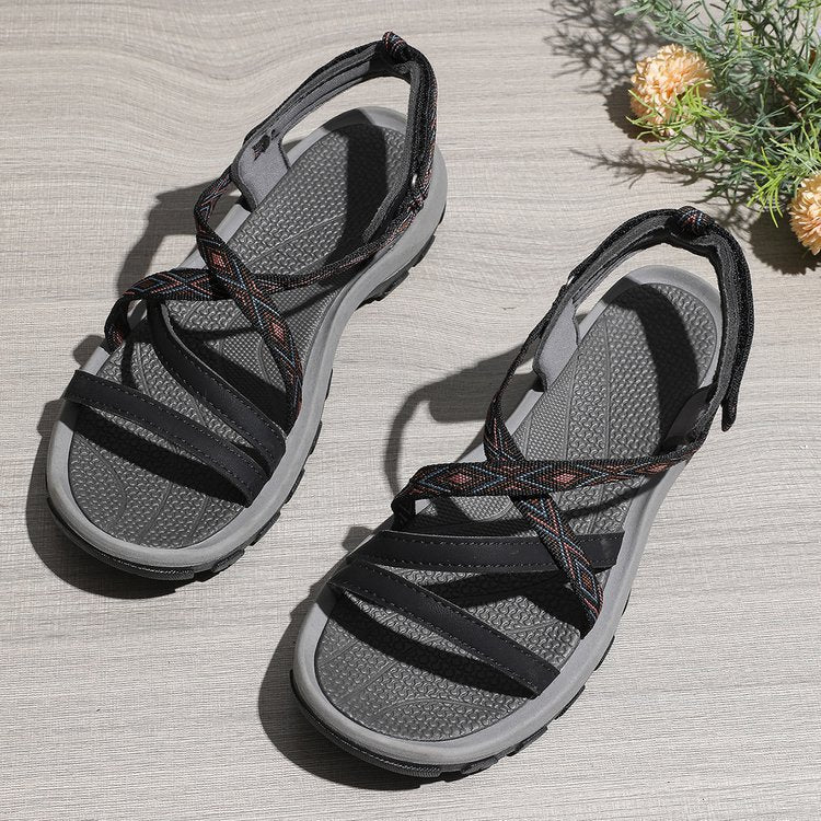 Damen Sportliche Trekking-Sandalen mit verstellbarem Riemen und gepolsterter Sohle