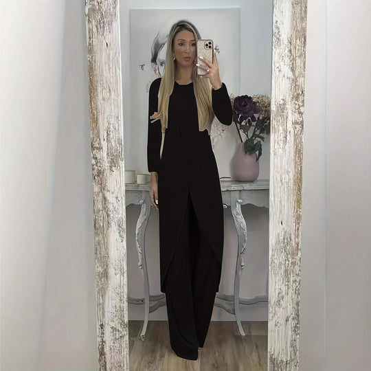 Damen Elegantes Maxikleid mit Wickeloptik, asymmetrischer Drapierung und vorderem Schlitz Shop Nory