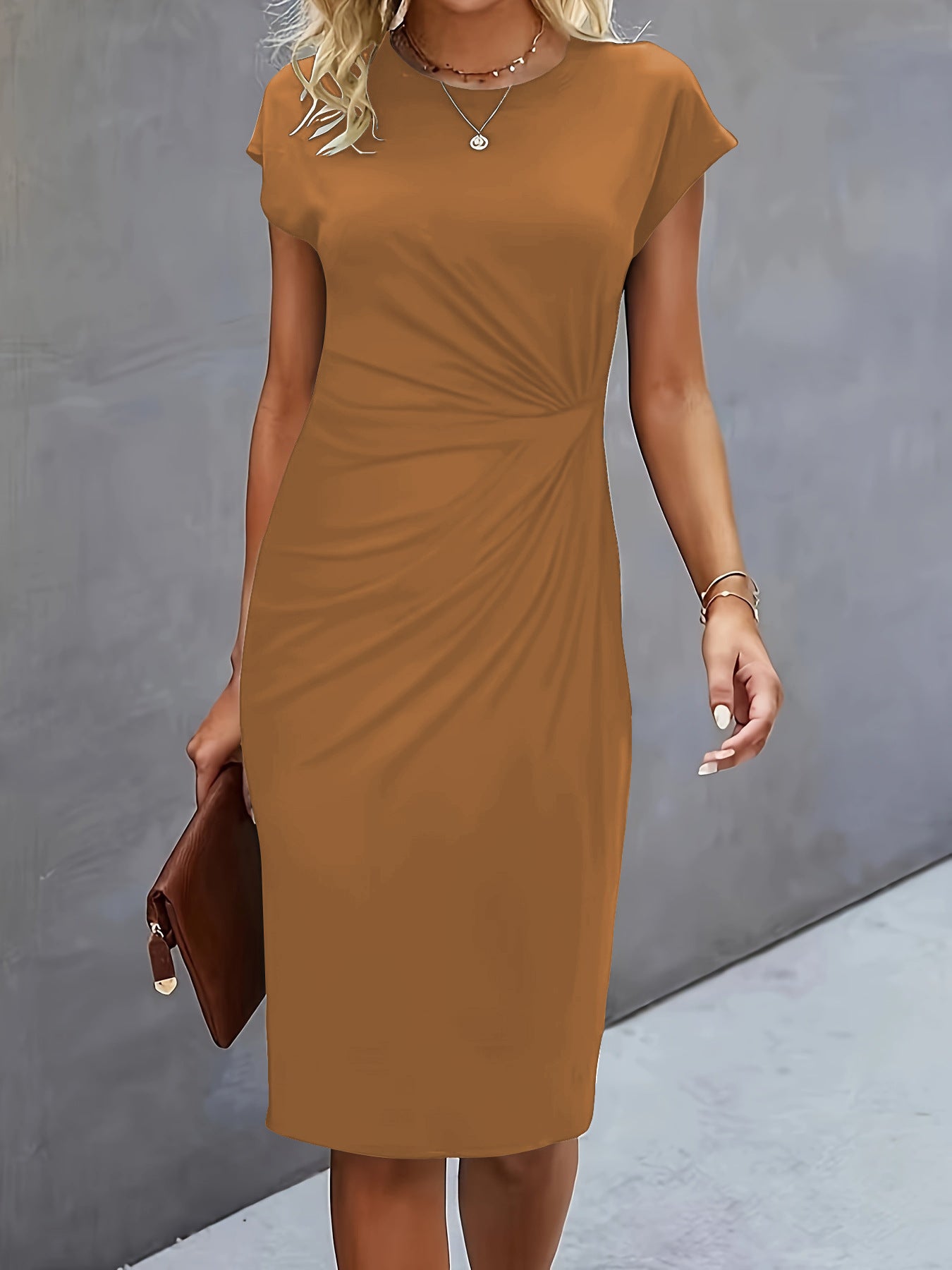 Damen elegantes Wickelkleid mit figurbetontem Design und feinem Jersey-Material Shopnory