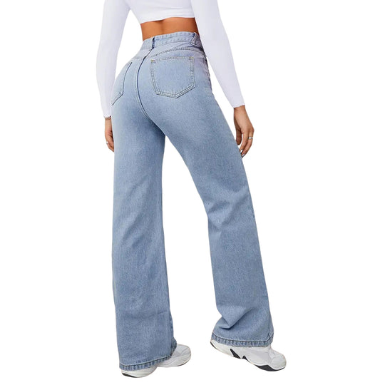 Damen High-Waist Weite-Jeans mit geradem Bein Shop Nory