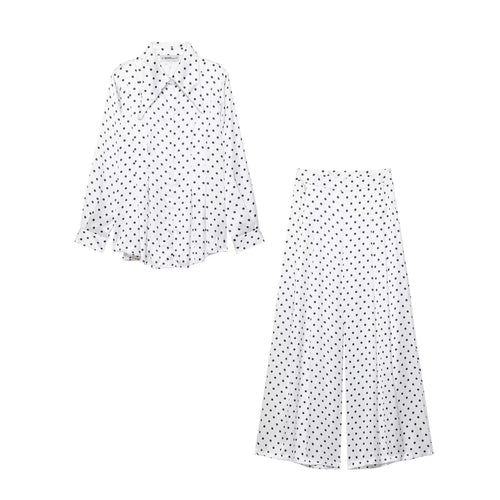 Damen Weite Palazzohose mit hoher Taille, Bein‑Schlitz und Punktmuster Shop Nory
