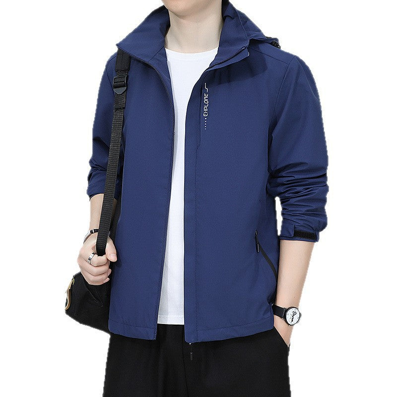 Herren Leichte Kapuzen-Windjacke mit durchgehendem Reißverschluss und verdeckten Taschen Shop Nory