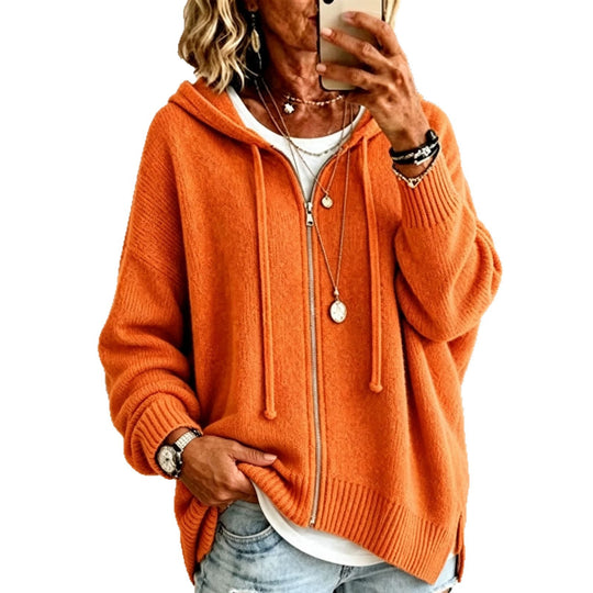 Damen Oversize Kapuzen-Zip-Cardigan aus weichem Feinstrick Shop Nory