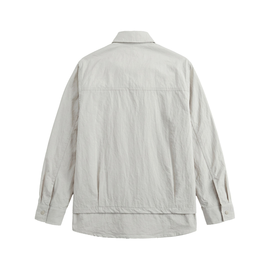 Unisex Oversize Hemdjacke mit Druckknöpfen, Kentkragen und Brust‑Welttasche Shop Nory