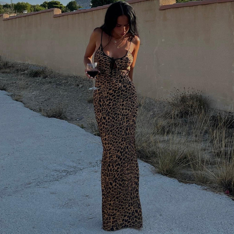 Damen Leichtes Maxikleid mit verführerischem Leo-Print