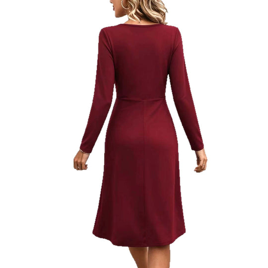 Damen Wickel-Midikleid mit V-Ausschnitt und taillierter Drapierung Shop Nory