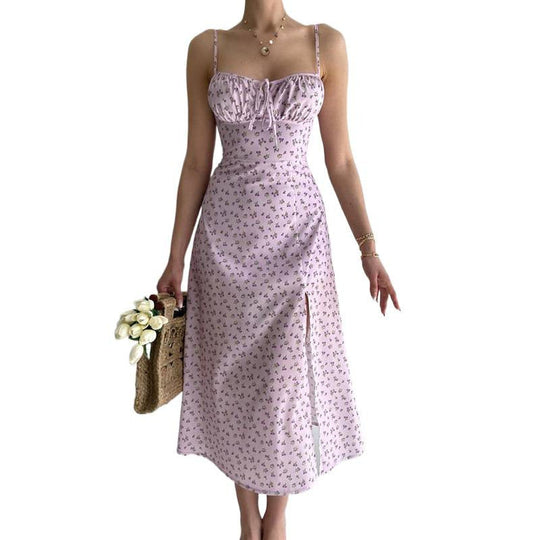 Damen Midikleid mit raffinierten Blumenmustern und seitlichem Schlitz