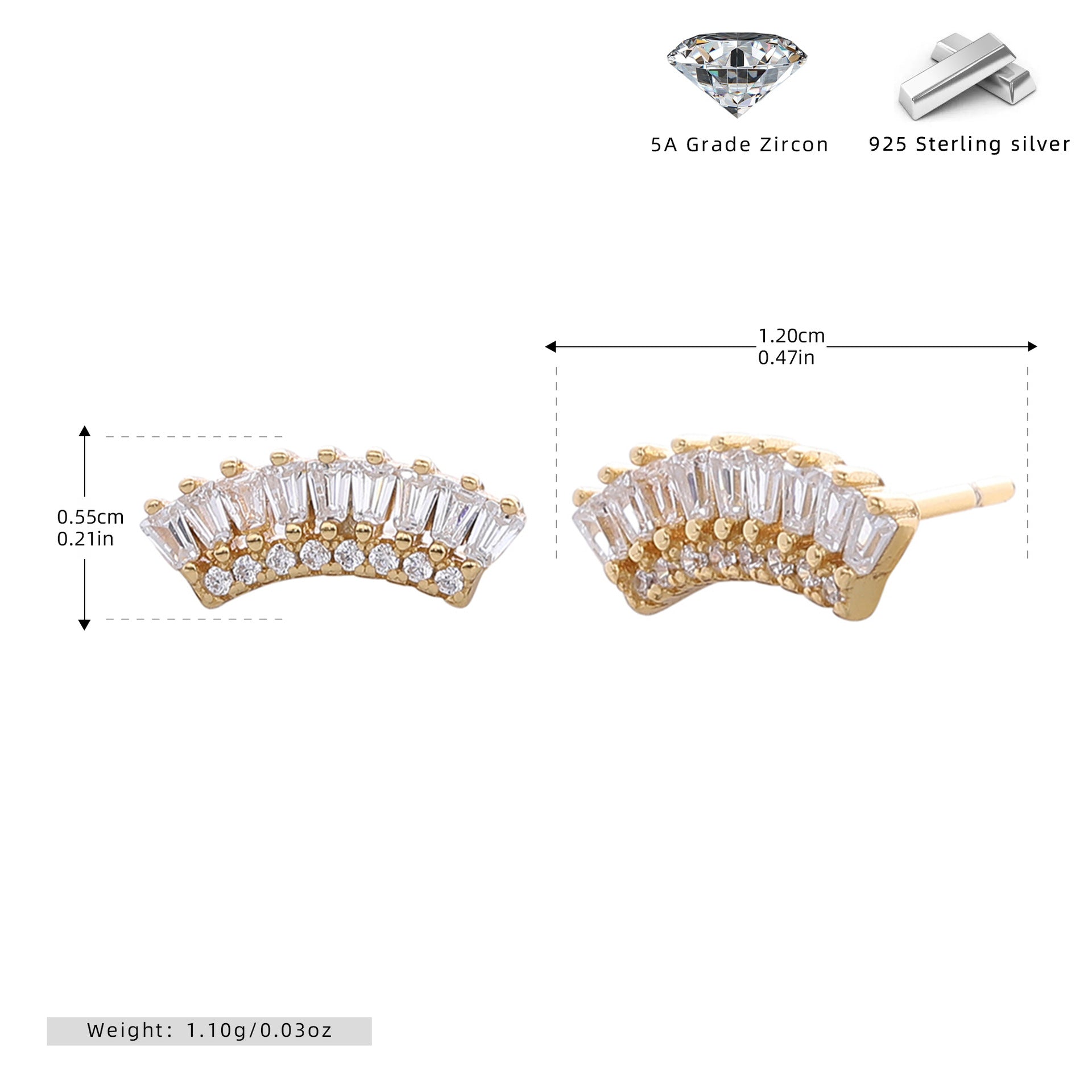 Damen Ohrstecker mit extravagantem, geschwungenem Design und funkelnden Zirkon-Elementen Shop Nory