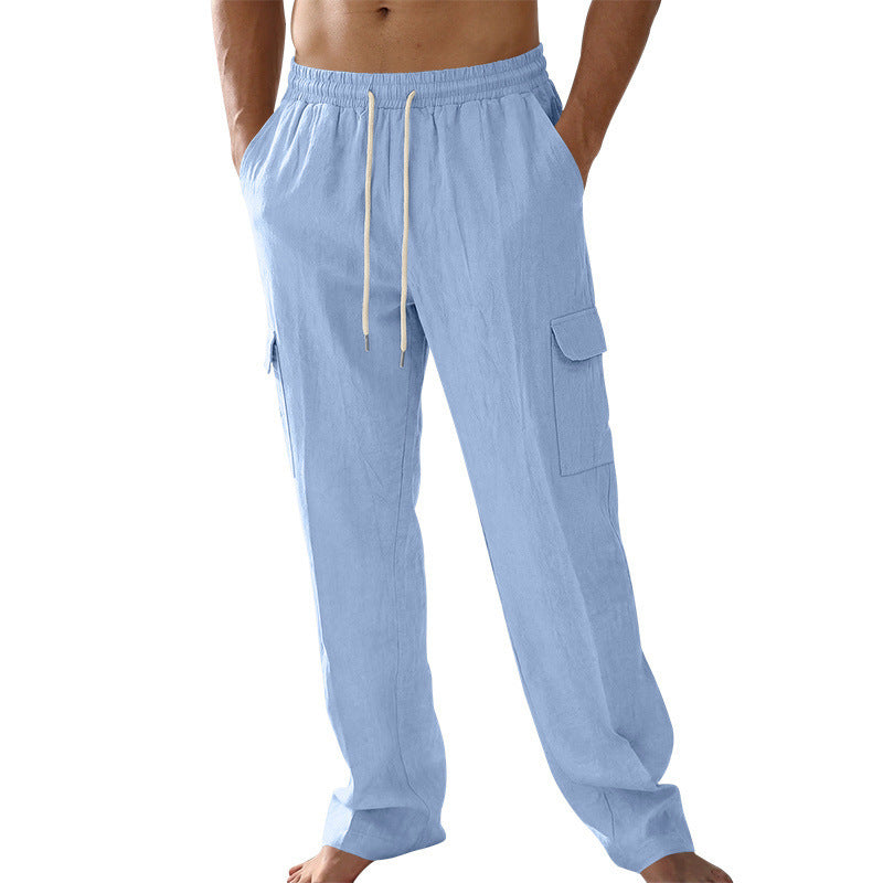 Herren Cargo-Strandhose aus Leinenmix mit elastischem Bund und Kordelzug Shop Nory