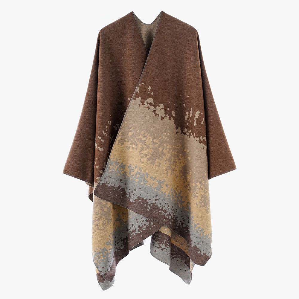 Damen Oversize‑Wendeponcho aus Jacquard mit abstraktem Farbverlauf Shop Nory