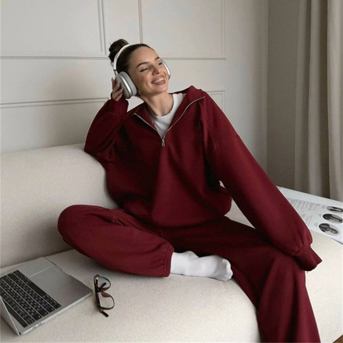 Damen Zweiteiliges Sweatset mit Stehkragen-Halbzip und Relaxed-Oversize-Schnitt Shop Nory