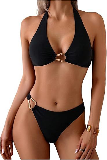 Damen Triangel-Bikini mit raffiniertem Ringdetail Shopnory
