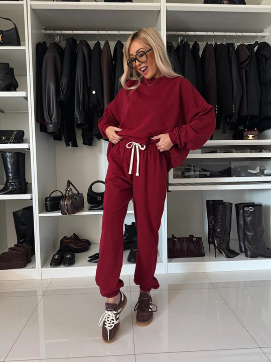 Damen weiches Lounge-Set aus Baumwollmix mit Tunnelzug und elastischen Bündchen Shop Nory