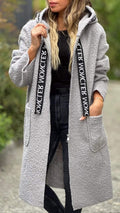 Damen Modischer Oversized-Fleece-Mantel mit praktischen Taschen und Kapuze