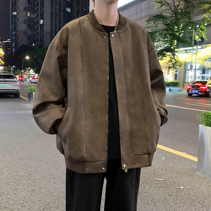 Herren Oversize-Bomberjacke aus Veloursimitat mit senkrechter Nahtstruktur Shop Nory
