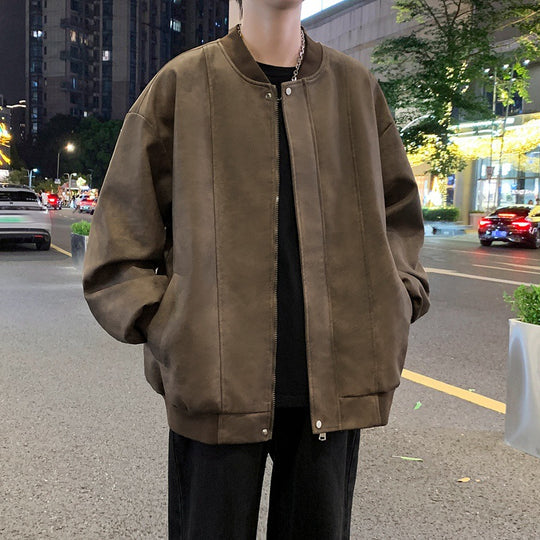 Herren Oversize-Bomberjacke aus Veloursimitat mit senkrechter Nahtstruktur Shop Nory