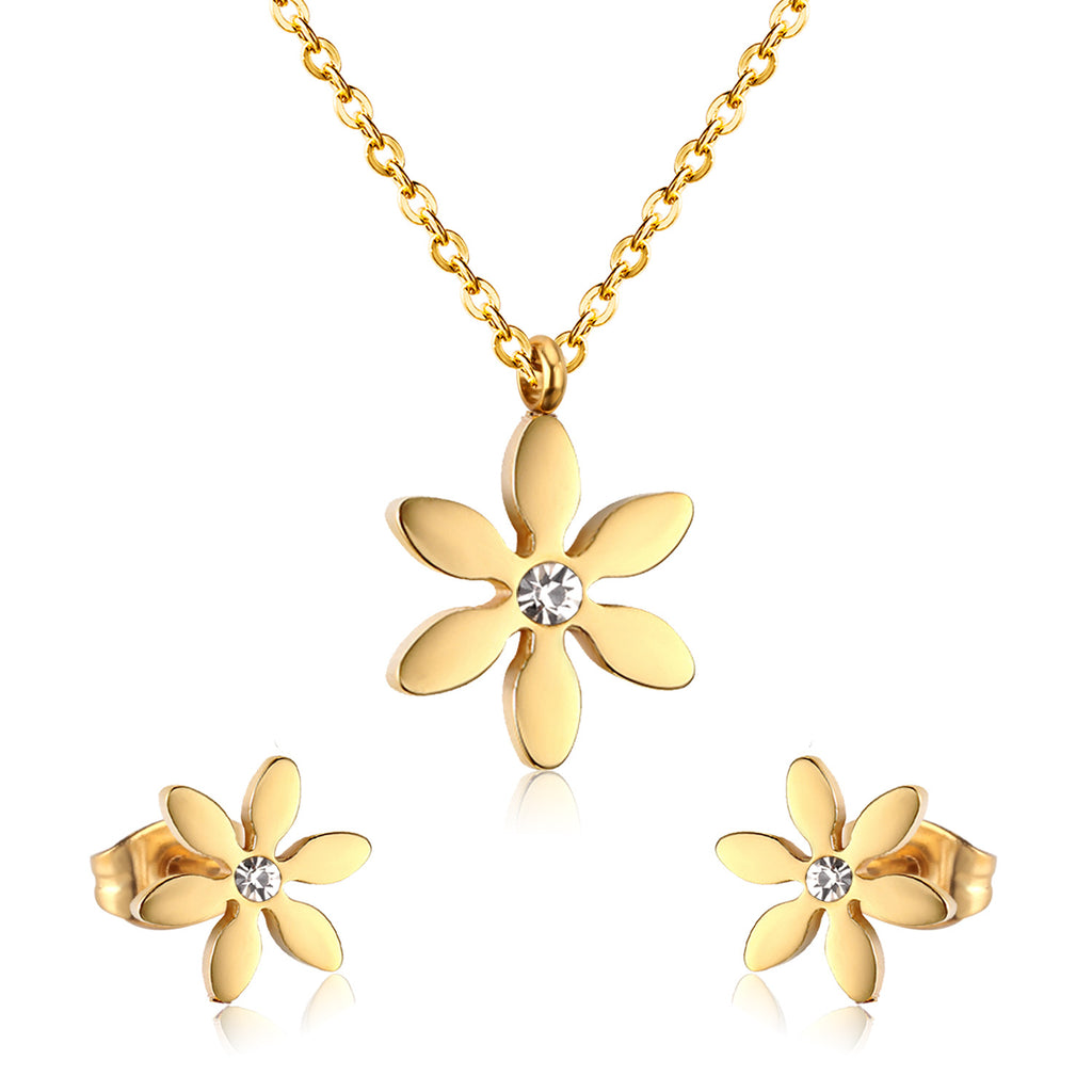 Damen Schmuckset mit elegantem Blumenanhänger und passenden Ohrsteckern Shop Nory
