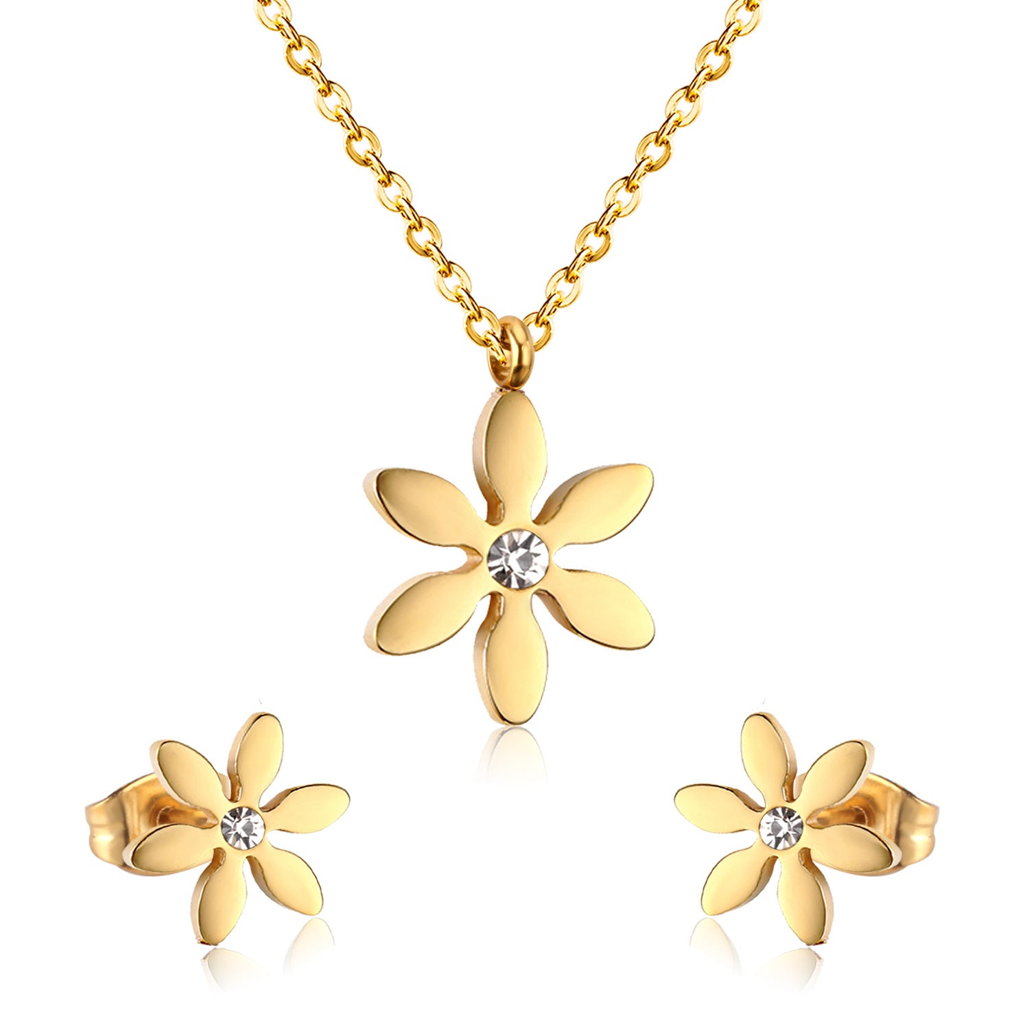 Damen Schmuckset mit elegantem Blumenanhänger und passenden Ohrsteckern Shop Nory