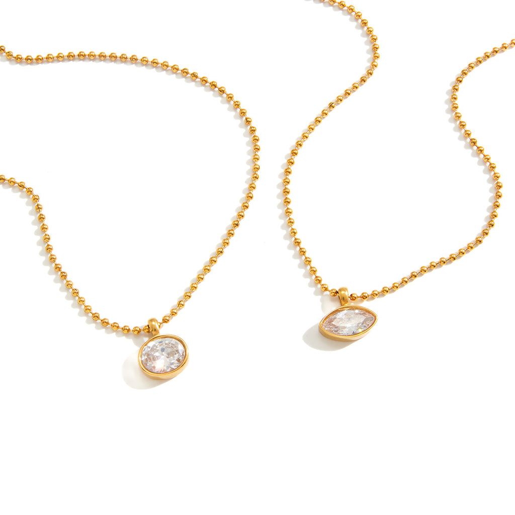 Damen Halskette mit funkelndem Kristallanhänger und verstellbarem Edelstahl-Shop Nory