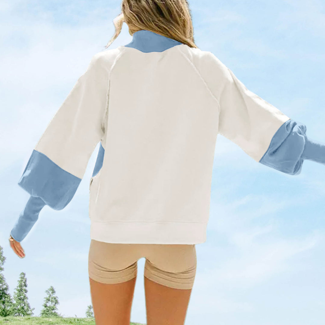 Damen nan lässiges Oversize Sweatshirt mit hohem Rollkragen, Raglanärmeln und Giraffen-Print Shop Nory
