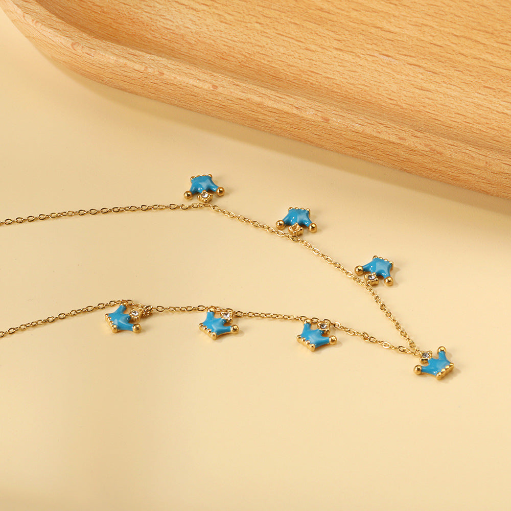 Damen Halskette mit königlichen Krönchen-Anhängern aus hochwertigem Edelstahl und elegantem Goldüberzug Shop Nory