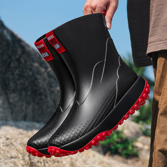 Unisex Wasserdichte Kurzschaft-Outdoor-Gummistiefel mit profilierter Noppenlaufsohle Shop Nory
