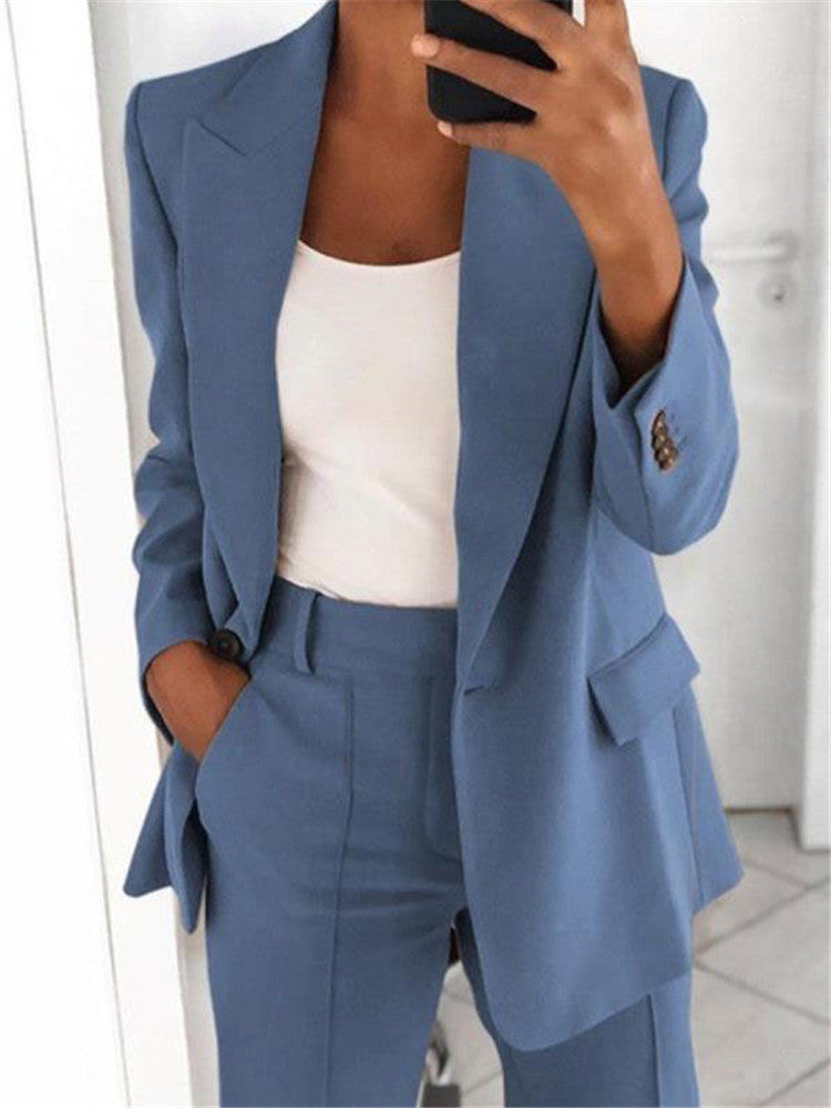 Damen nan Business-Blazer-Set mit strukturierter Oversize-Silhouette, Reverskragen und Bundfaltenhose