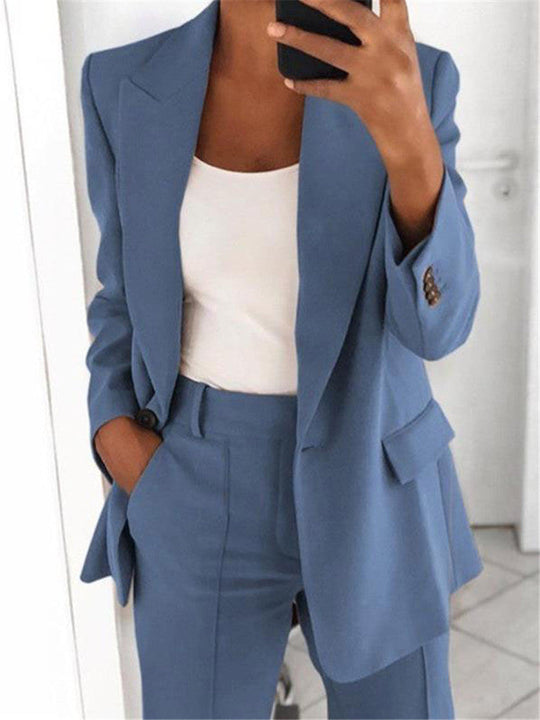Damen nan Business-Blazer-Set mit strukturierter Oversize-Silhouette, Reverskragen und Bundfaltenhose