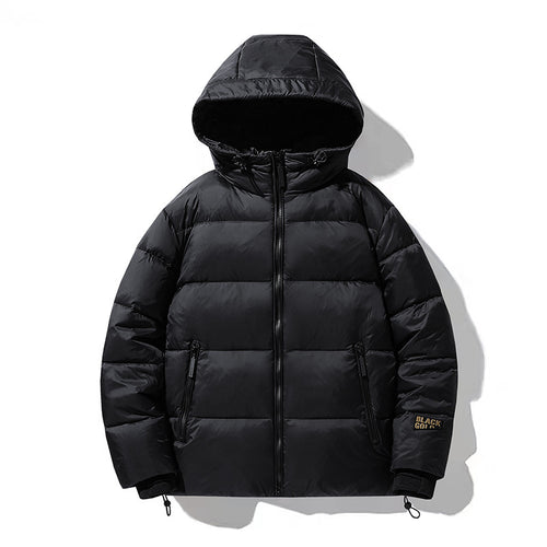 Herren gesteppte Thermo-Daunenjacke mit Kapuze, winddichter Shell und verstellbarem Saum Shop Nory