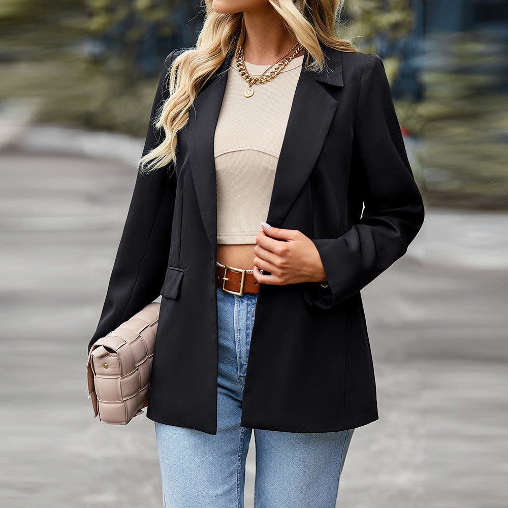 Damen nan leichter Longblazer mit Ein-Knopf‑Verschluss, Pattentaschen und legerer Silhouette Shop Nory