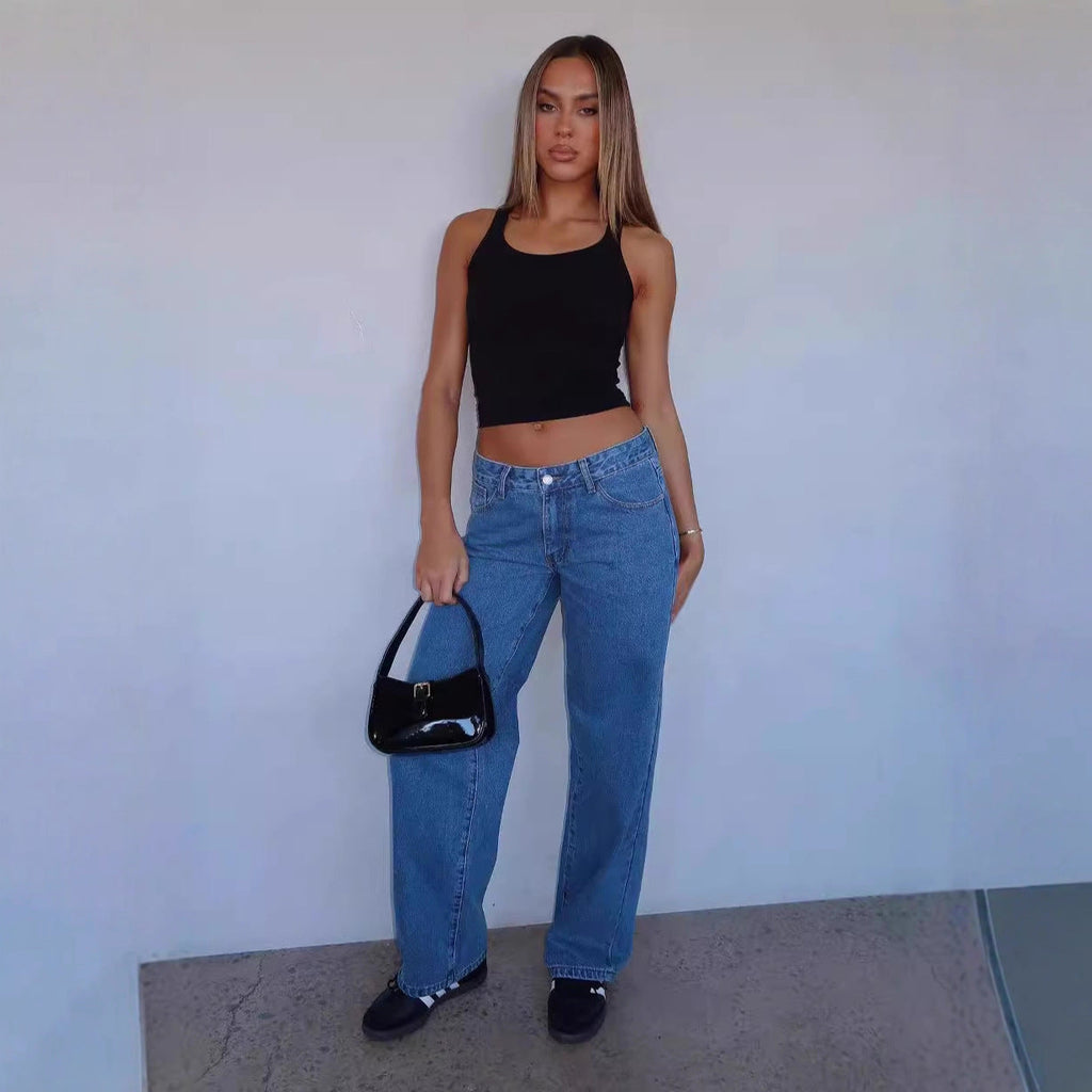 Damen Weite Jeans im lässigen High-Waist Schnitt