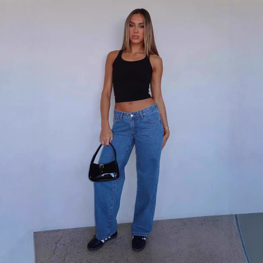 Damen Weite Jeans im lässigen High-Waist Schnitt