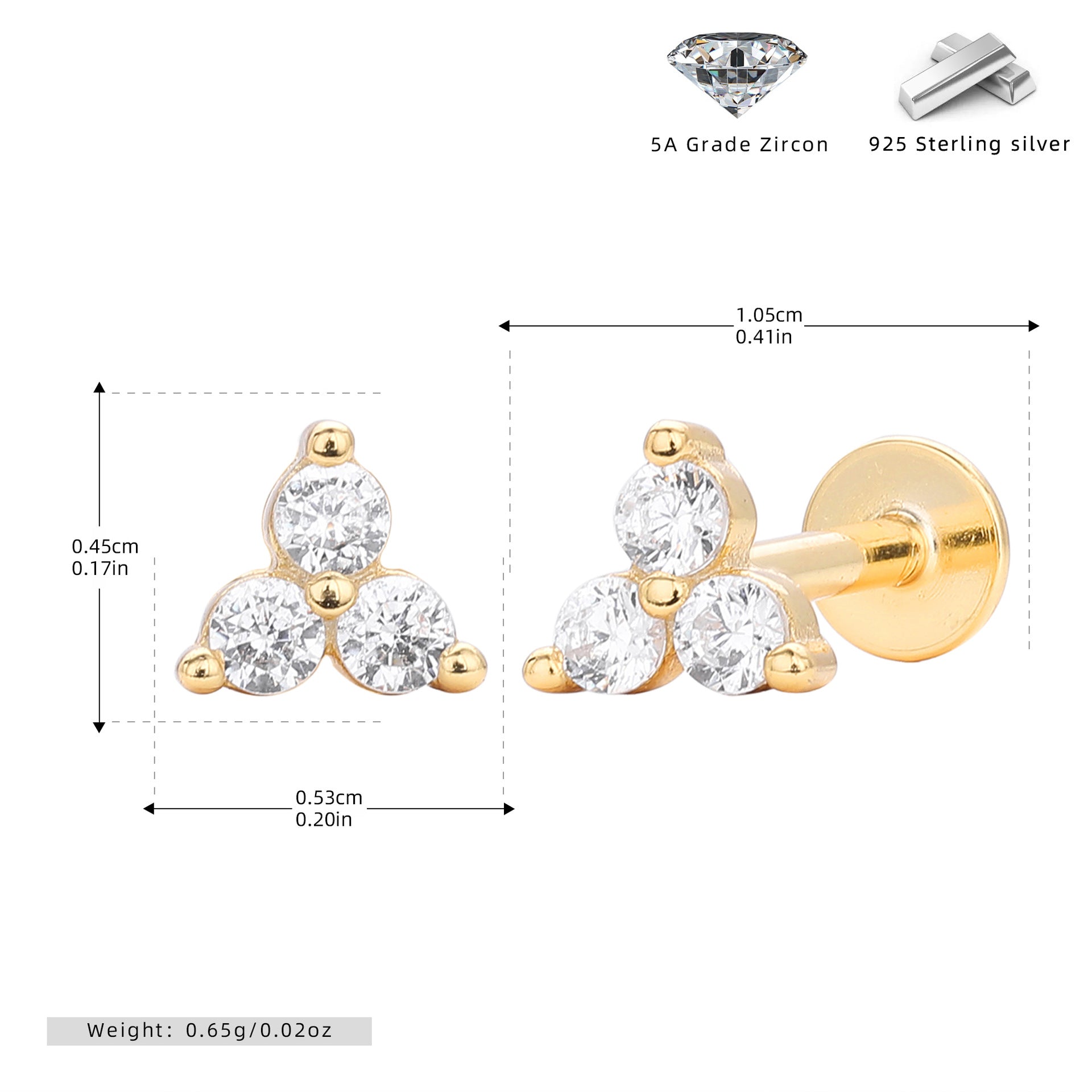 Damen Ohrstecker mit funkelnden 5A Zirkonen aus hochwertigem 925 Sterling Silber Shop Nory