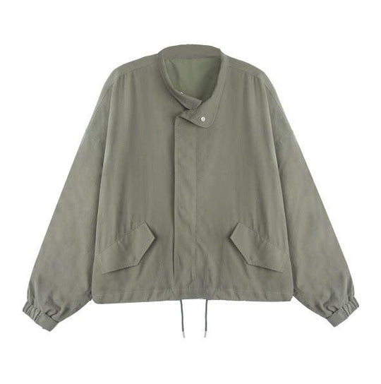 Damen Boxy-Kurzjacke im Oversize-Schnitt mit Stehkragen, Tunnelzugsaum und Klappentaschen Shop Nory