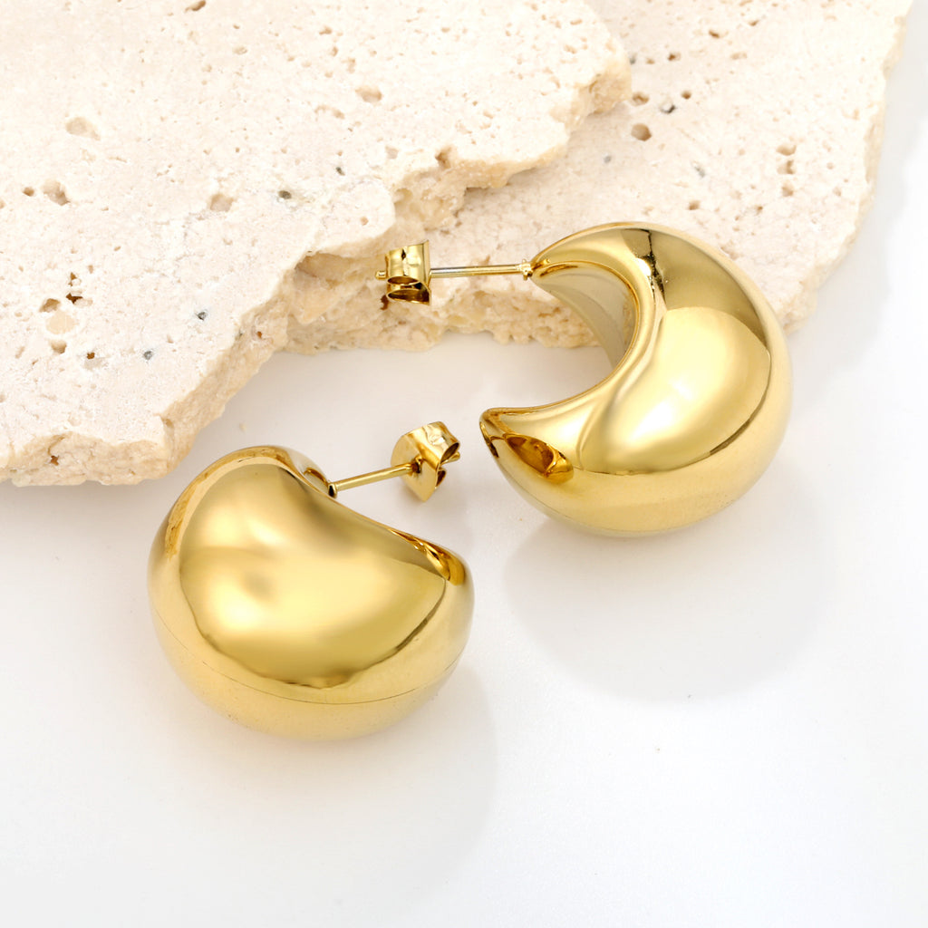 Damen Elegante Creolen mit modernem, geschwungenem Design Shop Nory