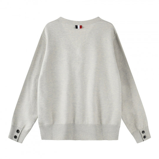 Unisex Oversize V‑Neck Strickcardigan mit Knopfleiste und Seitendruckknöpfen Shop Nory