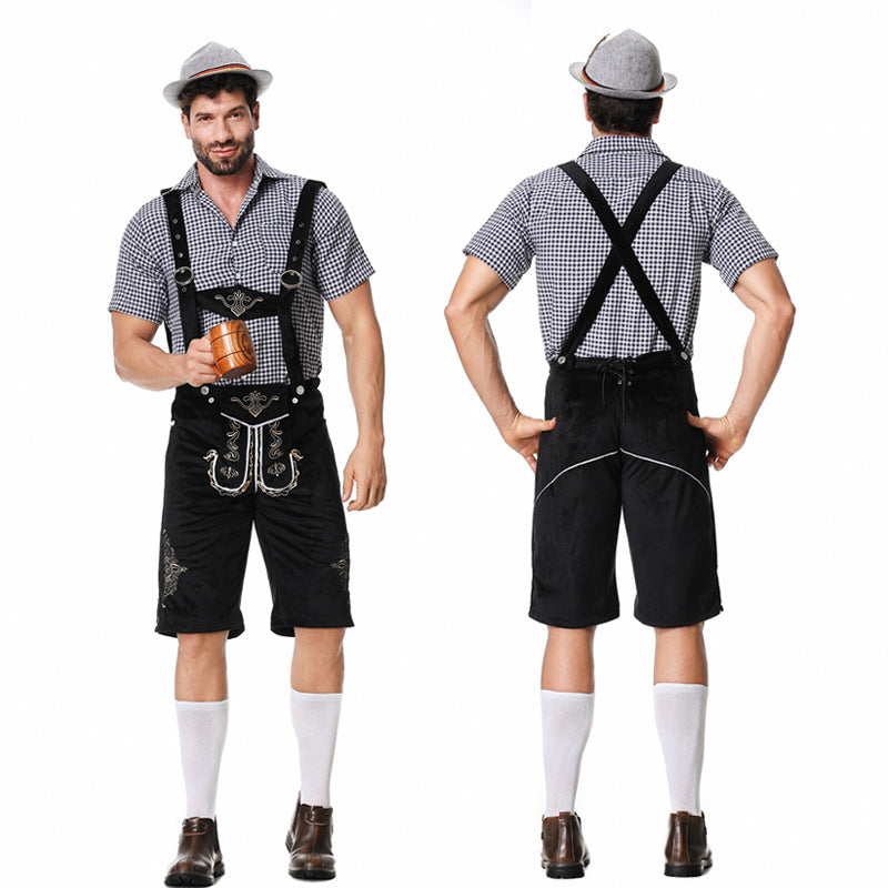 Herren nan traditionelle kurze Trachtenlederhose mit aufwendiger Stickerei und verstellbaren Trägern Shop Nory