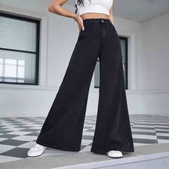 Damen Hochtaillierte Ultraweite Palazzo-Jeans aus Denim mit weitem Bein Shop Nory