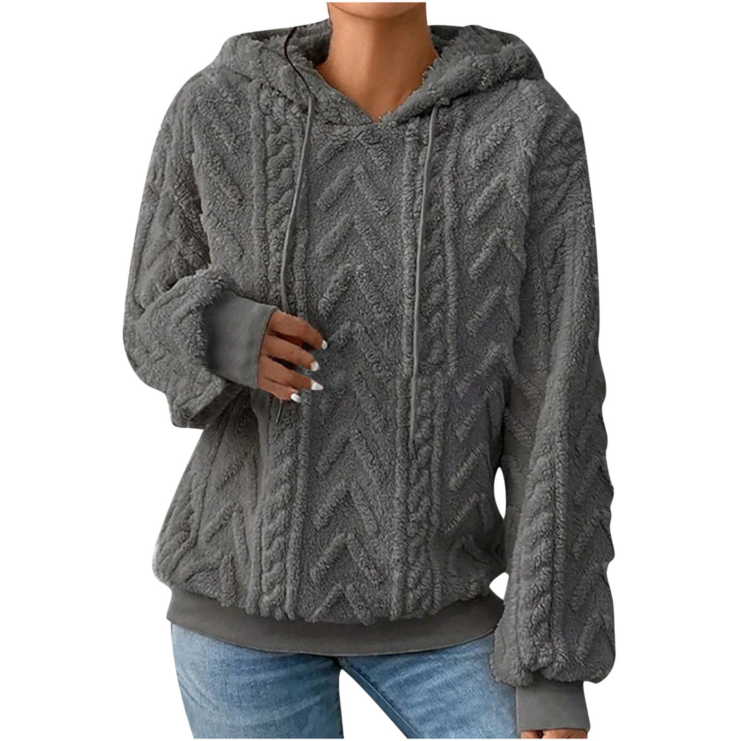 Damen nan kuscheliger Kapuzenpullover mit Zopfmuster Eingrifftaschen und Rippbündchen Shop Nory