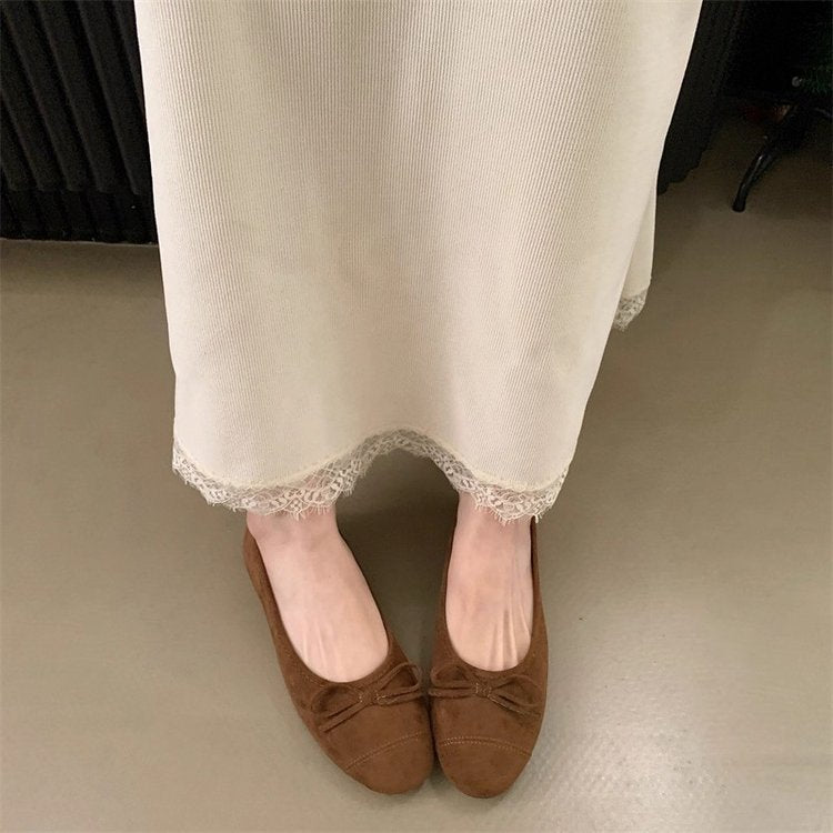 Damen Ballerina-Schuhe mit modischer Schleifenverzierung und komfortablem Fußbett