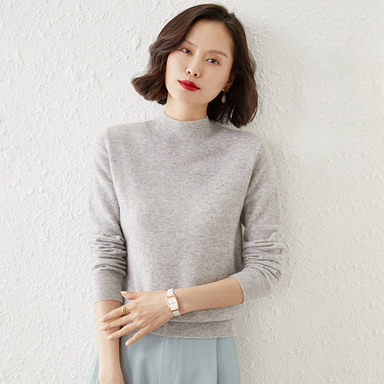 Damen Luxuriöser Kaschmir-Feinstrickpullover mit Stehkragen Shop Nory