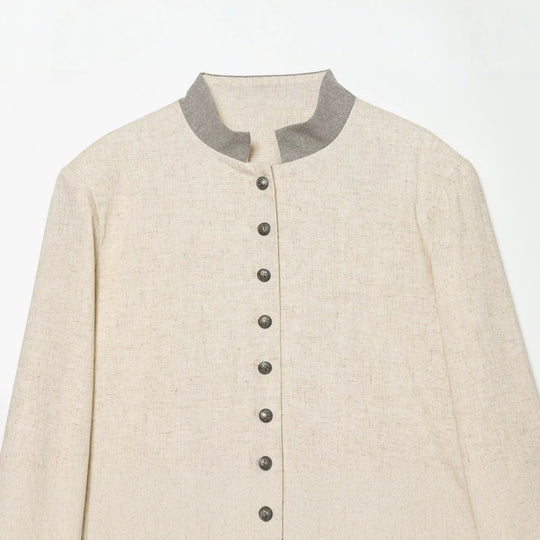 Damen Cropped Jacke im Boxy‑Schnitt mit kurzem Stehkragen und Zierknopfleiste Shop Nory