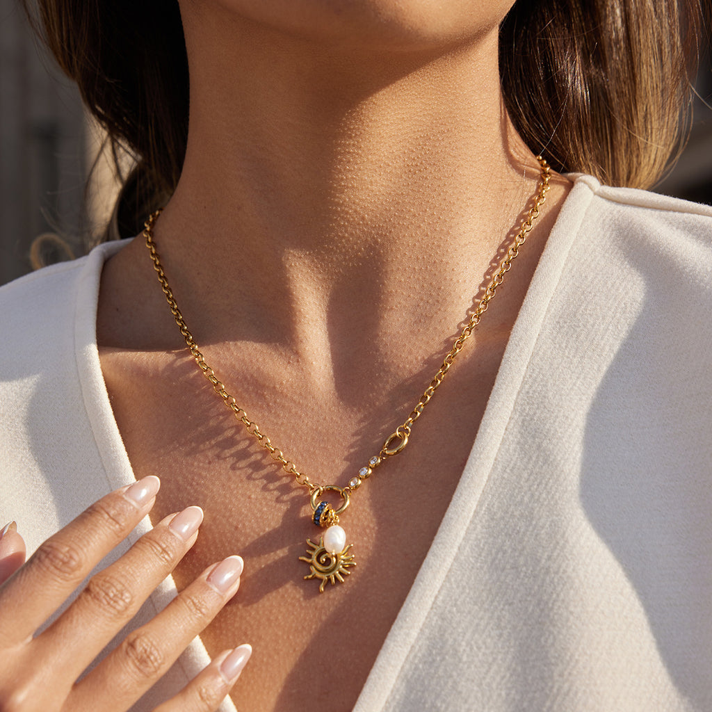 Damen Halskette mit Sonne und Swarovski-Steinen Shop Nory