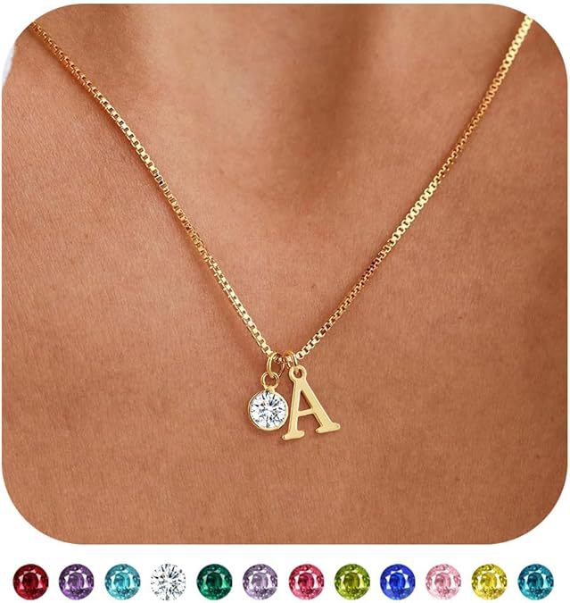 Damen personalisierte Halskette mit Initialen und funkelndem Anhänger Shop Nory